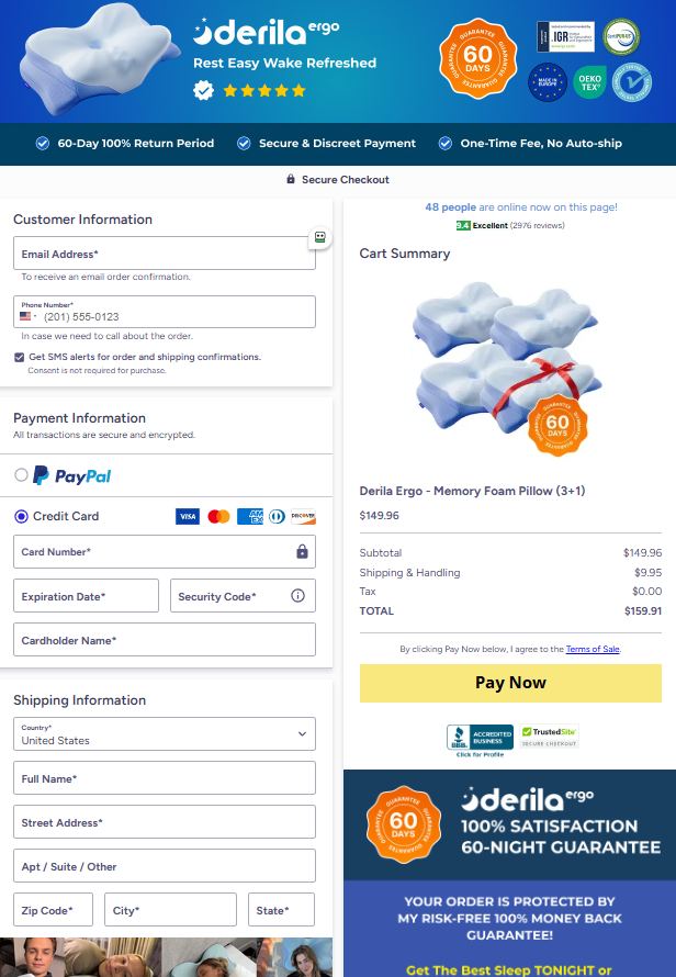 Derila Pillow Official Website Secure Order Page